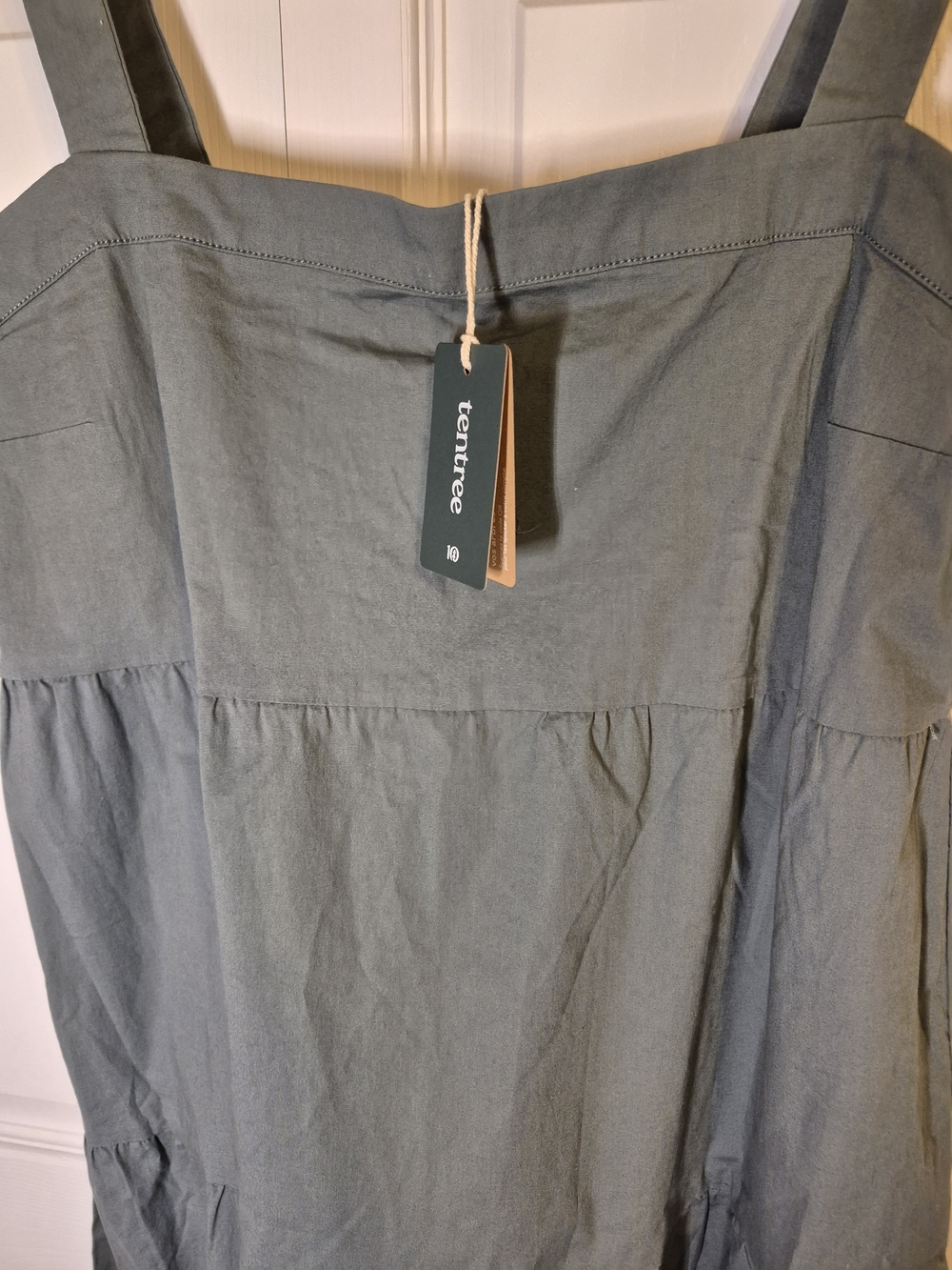 tentree Olive-Toned Tiered Sundress with Wide Straps